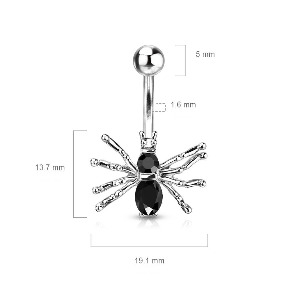 Bauchnabelpiercing Spinne Silber