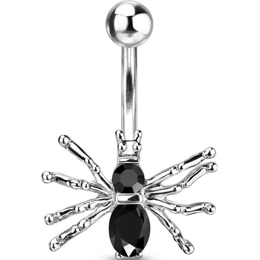 Belly Button Piercing Spider Silver