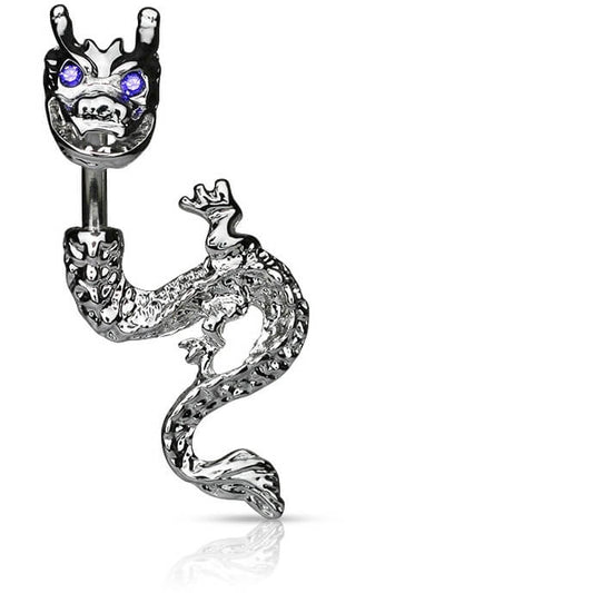 Belly Button Piercing Dragon Zirconia Silver