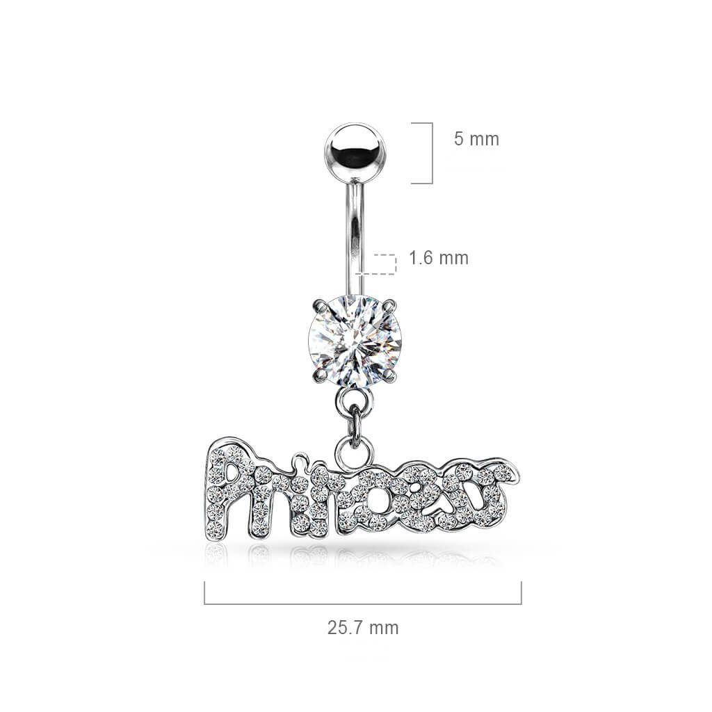 Belly Button Piercing PRINCESS Dangle Zirconia