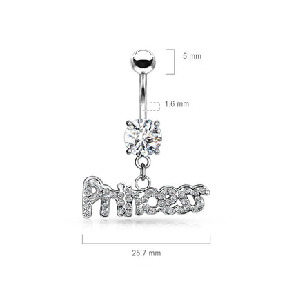 Belly Button Piercing PRINCESS Dangle Zirconia