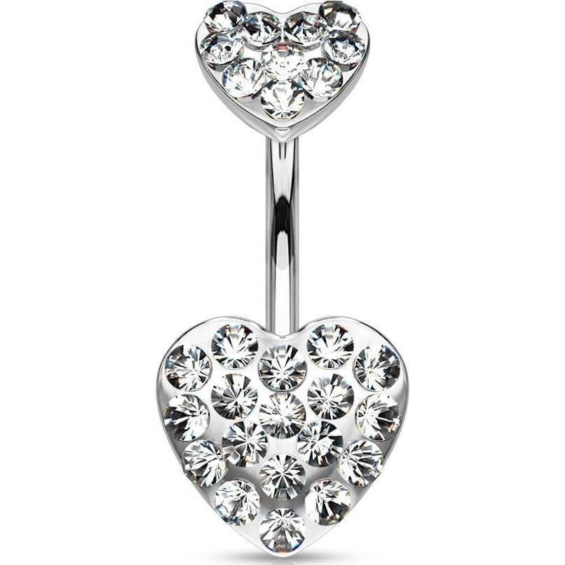 Belly Button Piercing Heart Zirconia Silver