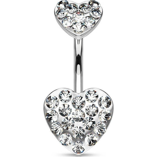 Piercing Ombelico Cuore in zirconi e argento