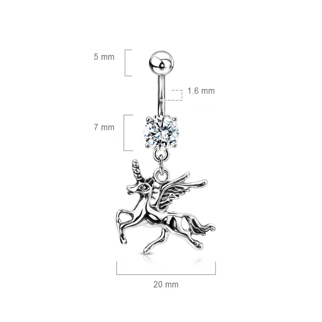 Bauchnabelpiercing Einhorn beweglich Zirkonia Silber