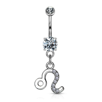 Piercing Nombril Pendentif Signe du Zodiaque Zircone Argent