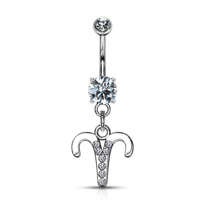 Piercing Ombelico Pendente Segni zodiacali zirconi e argento