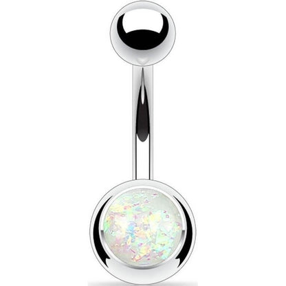 Belly Button Piercing Opal Silver