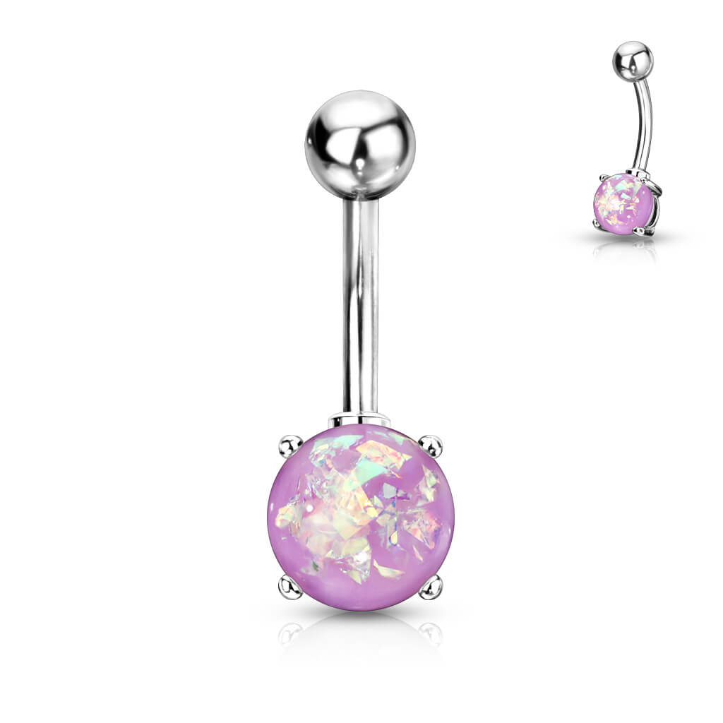 Belly Button Piercing Opal Silver