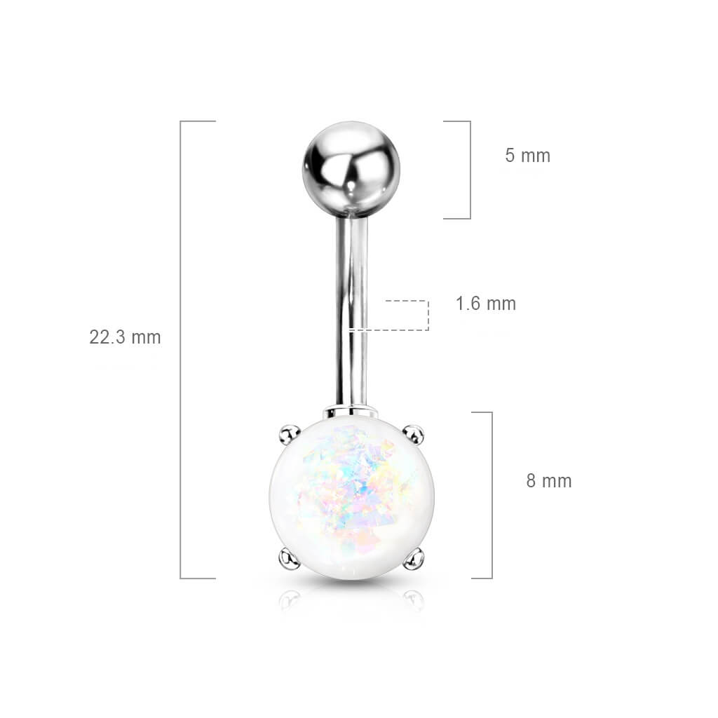 Belly Button Piercing Opal Silver