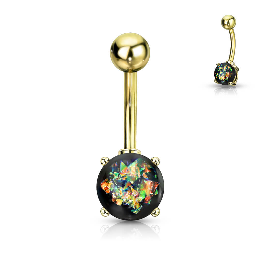 Bauchnabelpiercing Opal Gold PVD