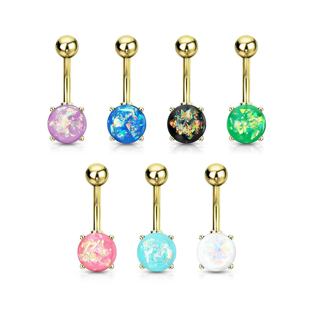 Bauchnabelpiercing Opal Gold PVD