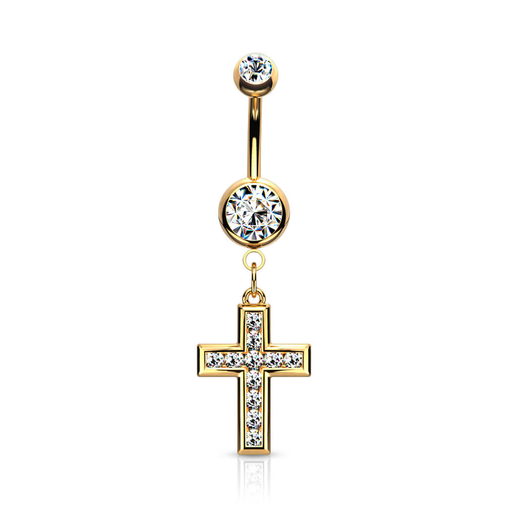 Bauchnabelpiercing Kreuz beweglich Zirkonia