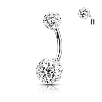 Bauchnabelpiercing Kugel Zirkonia Silber Innengewinde