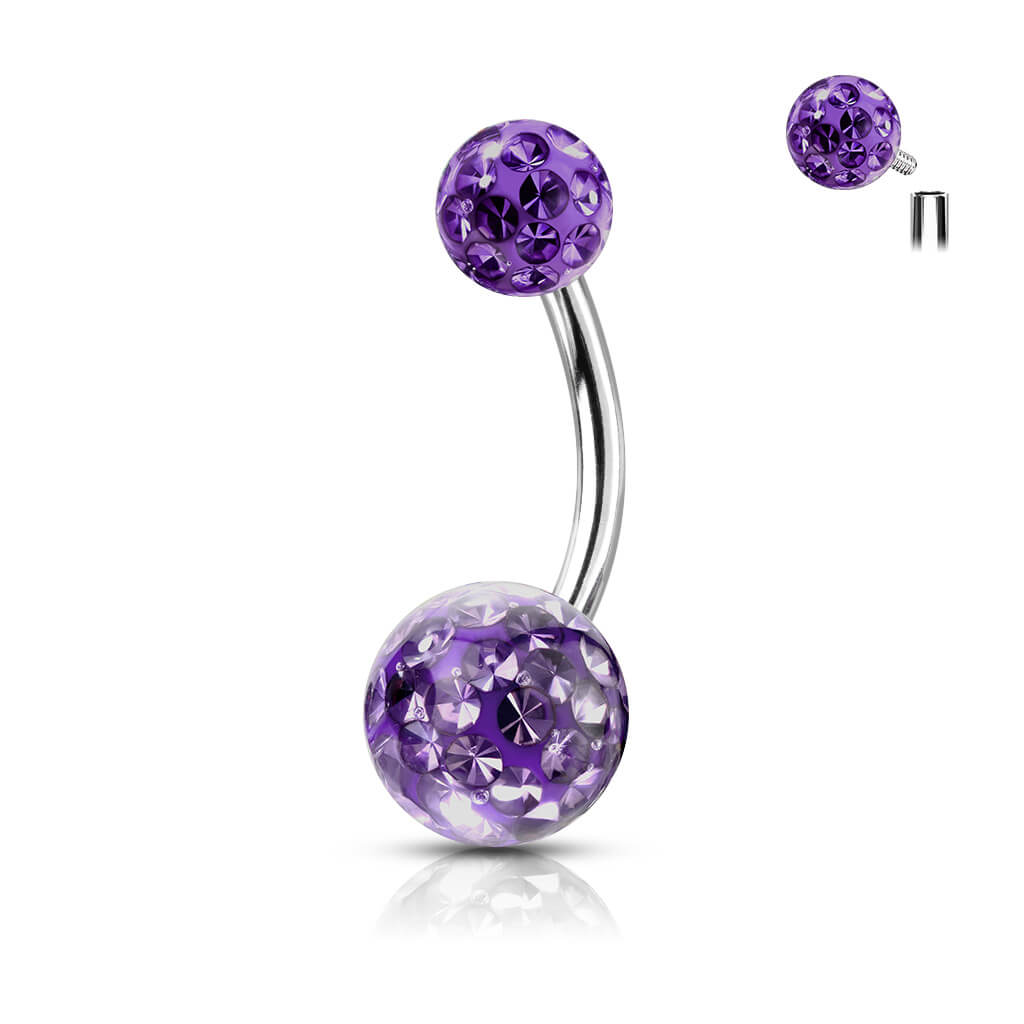 Bauchnabelpiercing Kugel Zirkonia Silber Innengewinde