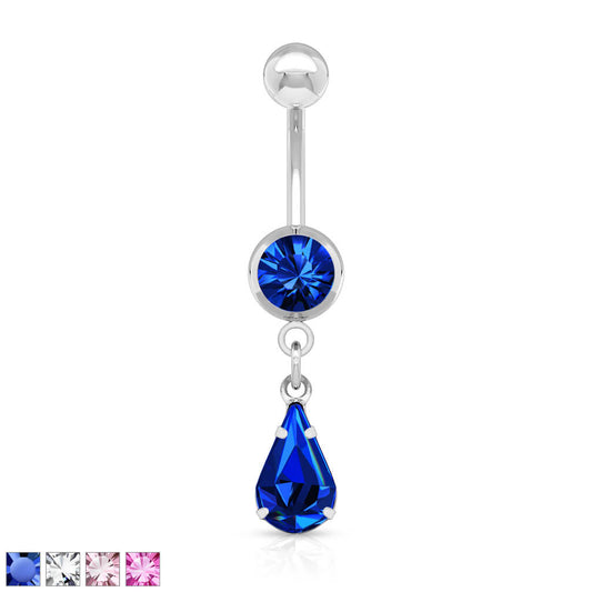 Belly Button Piercing Drop dangle Zirconia Silver