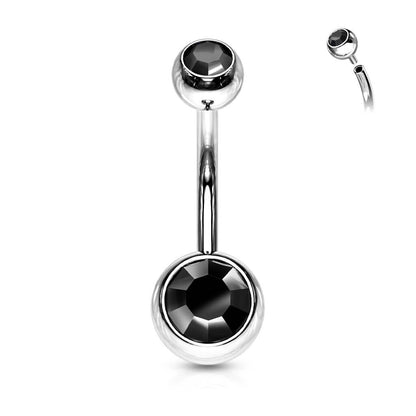 Piercing ombligo Bola Circonita Plata Rosca interna