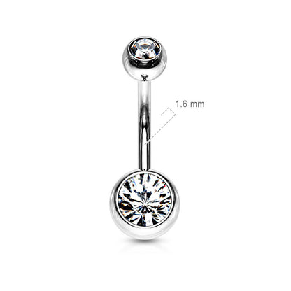 Piercing ombligo Bola Circonita Plata Rosca interna