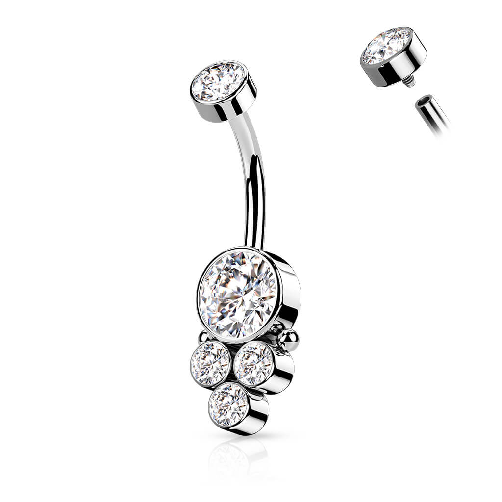 Belly Button Piercing 5 Zirconia Internally Threaded