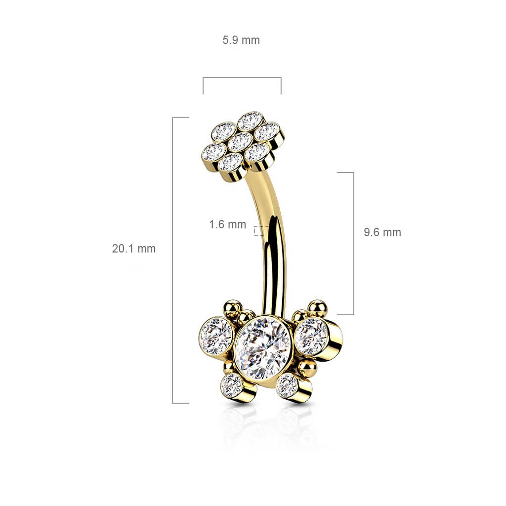 Bauchnabelpiercing Blumen Zirkonia Innengewinde