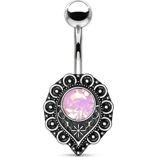 Belly Button Piercing Vintage Opal Silver