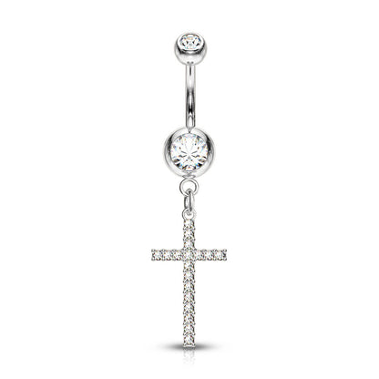 Bauchnabelpiercing Kreuz beweglich Zirkonia