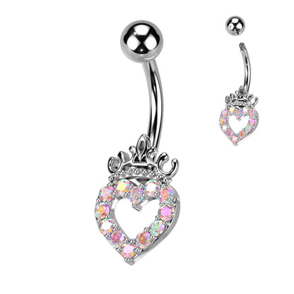 Belly Button Piercing Heart Crown Zirconia