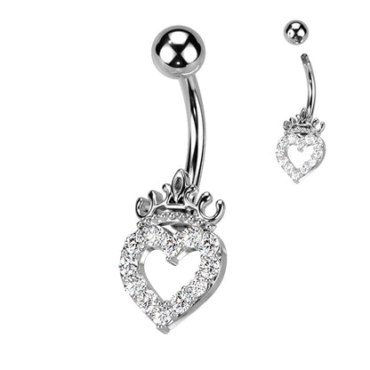 Belly Button Piercing Heart Crown Zirconia