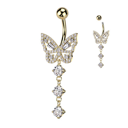 Belly Button Piercing Butterfly dangle Zirconia