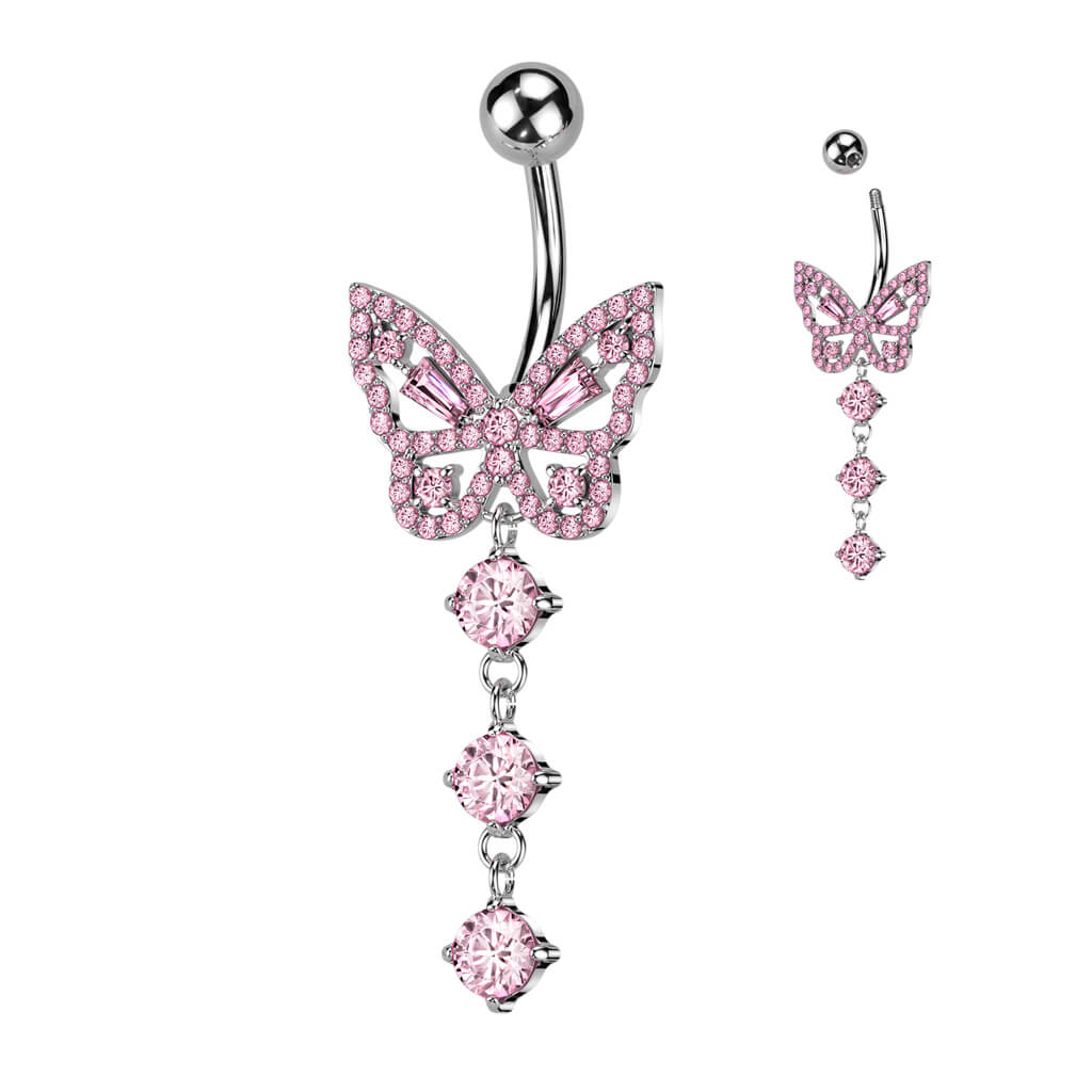 Belly Button Piercing Butterfly dangle Zirconia