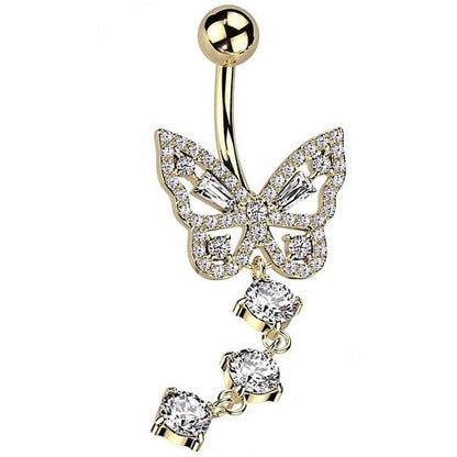 Belly Button Piercing Butterfly dangle Zirconia