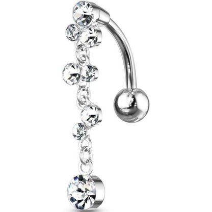 Piercing Nombril Pendentif Bulles Inversé Zircone Argent