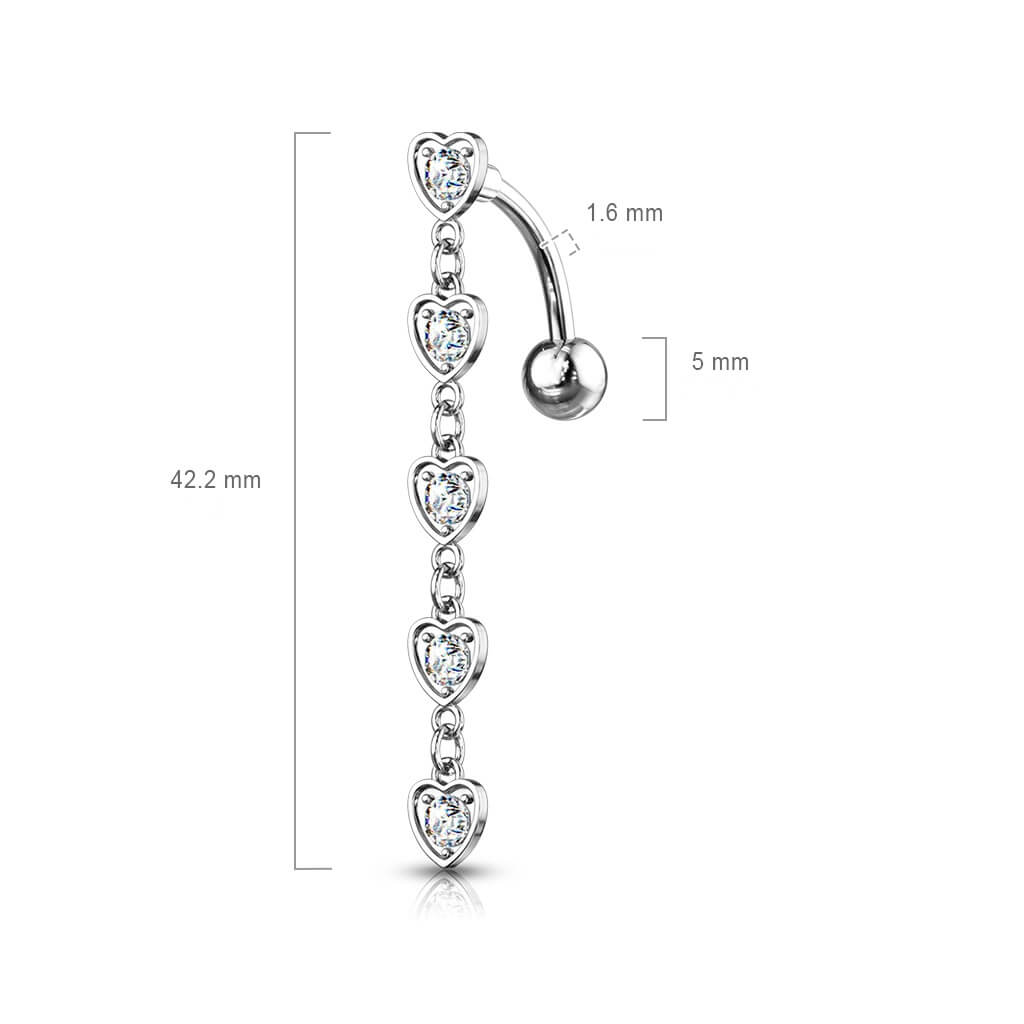 Piercing Nombril Cœur Pendentif Zircone Argent