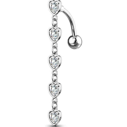 Piercing ombligo Corazón colgante Circonita Plata