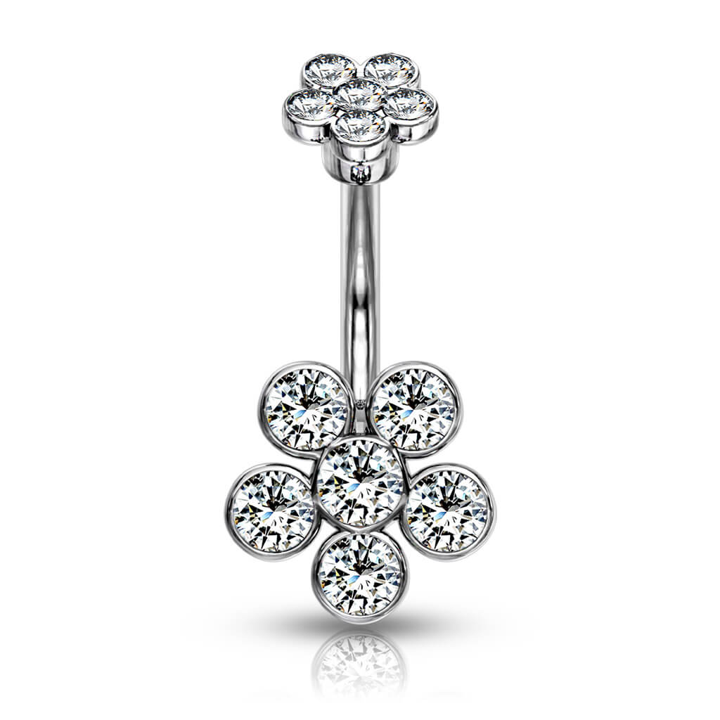 Piercing Nombril Fleur Zircone