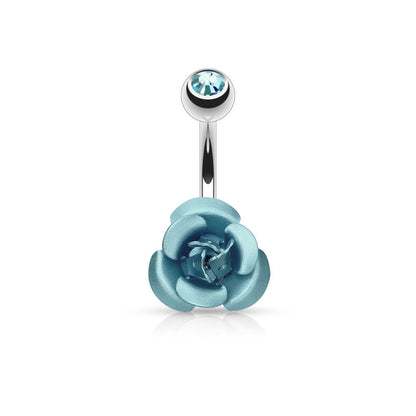 Belly Button Piercing Rose metal Zirconia