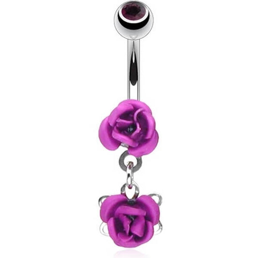 Piercing ombligo Rosa colgante Circonita Plata