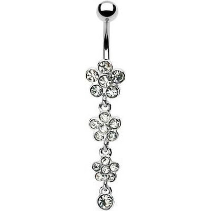 Piercing Nombril Pendentif Fleur Zircone