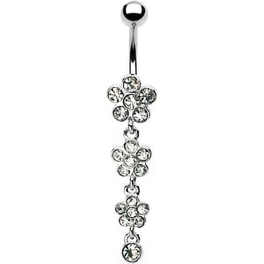 Piercing Nombril Pendentif Fleur Zircone