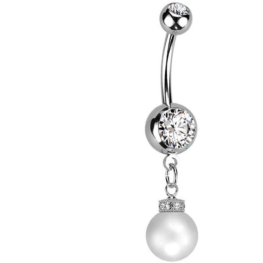 Belly Button Piercing Zirconia dangle Pearl