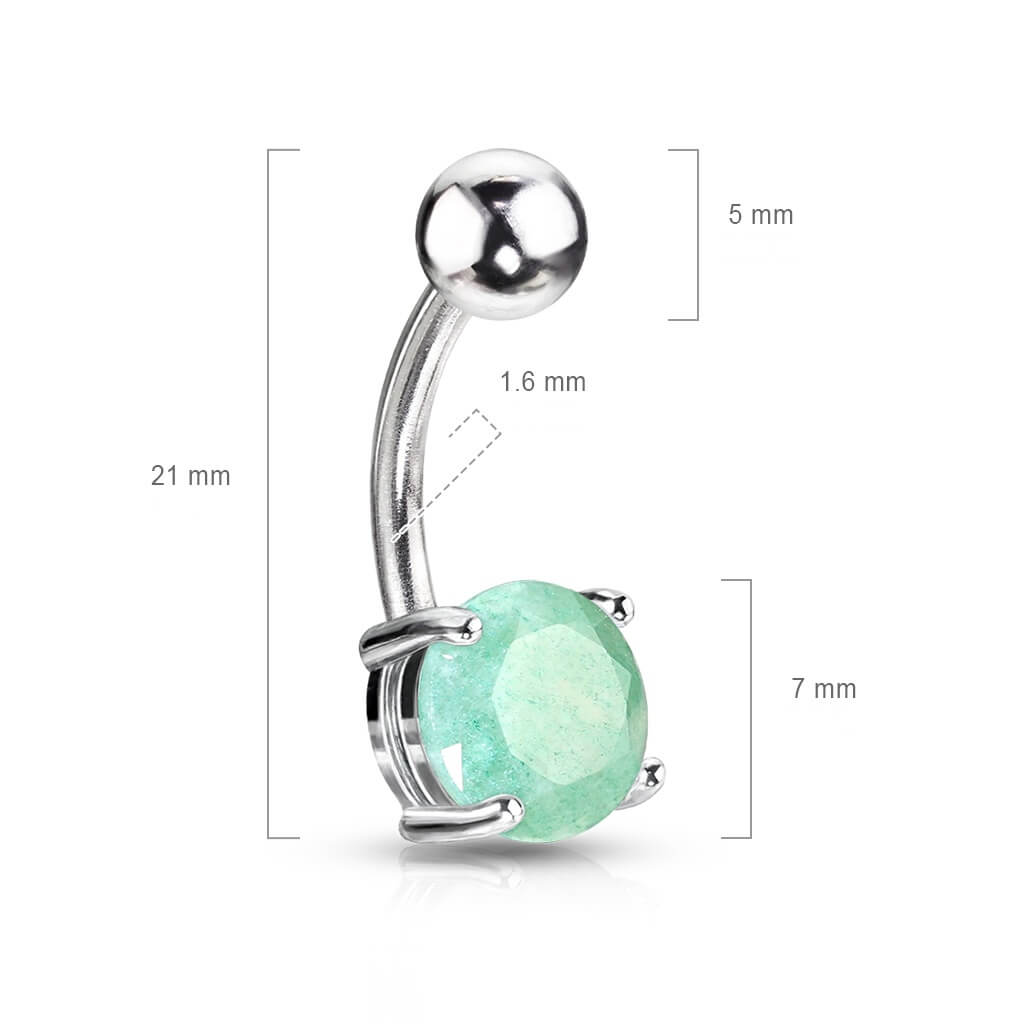 Belly Button Piercing Round Jade Semi-Precious Stone