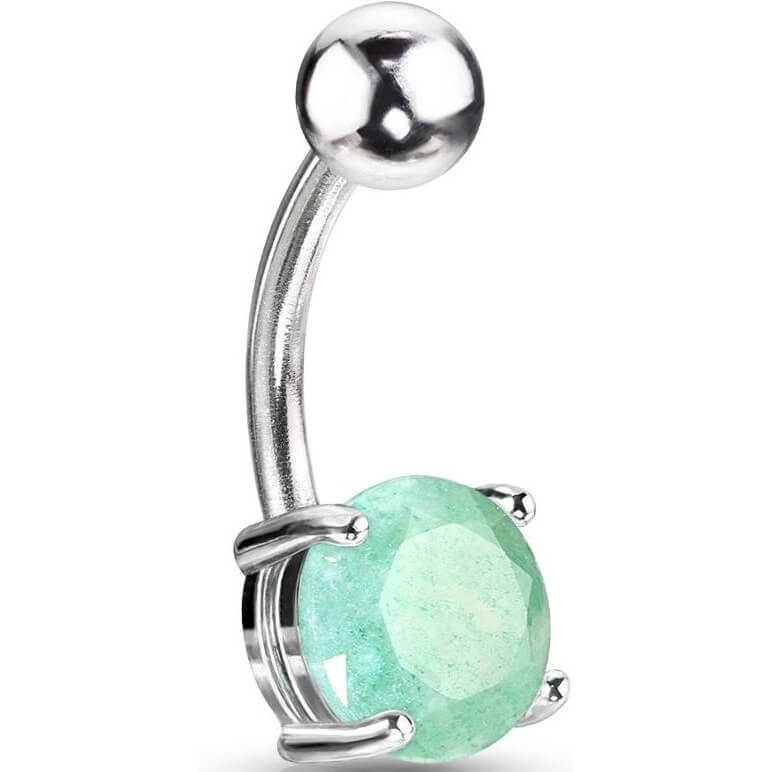 Belly Button Piercing Round Jade Semi-Precious Stone