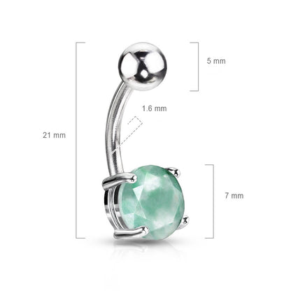 Belly Button Piercing Round Semi-Precious Amazonite Stone