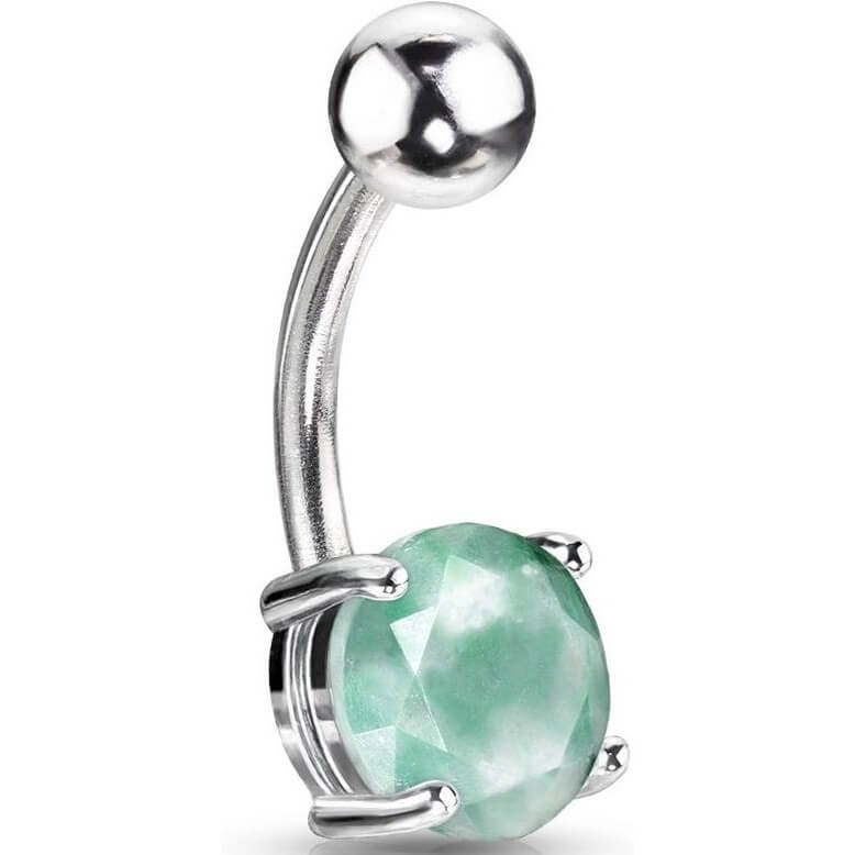 Belly Button Piercing Round Semi-Precious Amazonite Stone