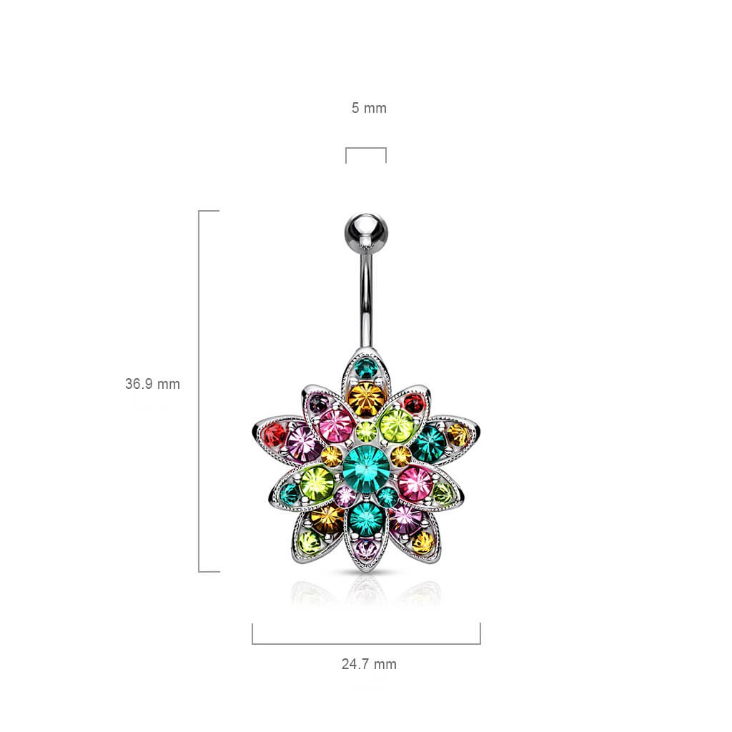 Bauchnabelpiercing Blume Zirkonia