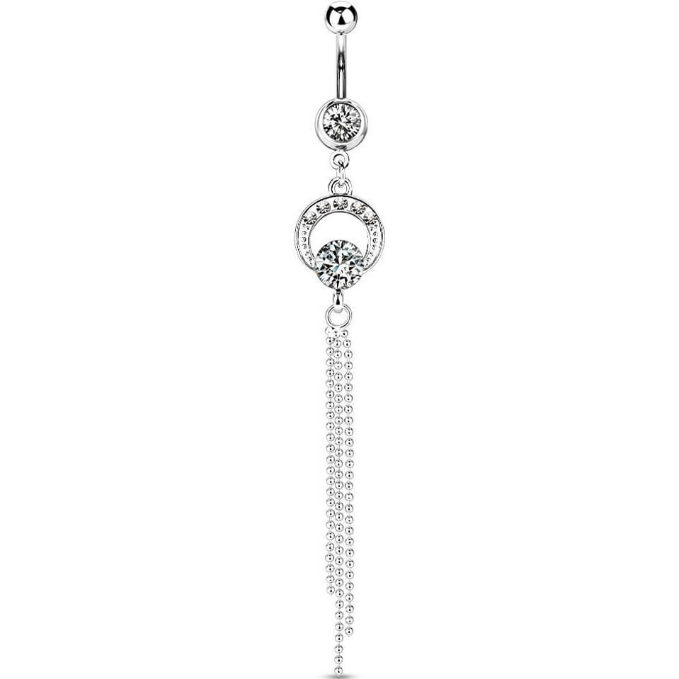 Piercing Nombril Pendentif chaine Zircone