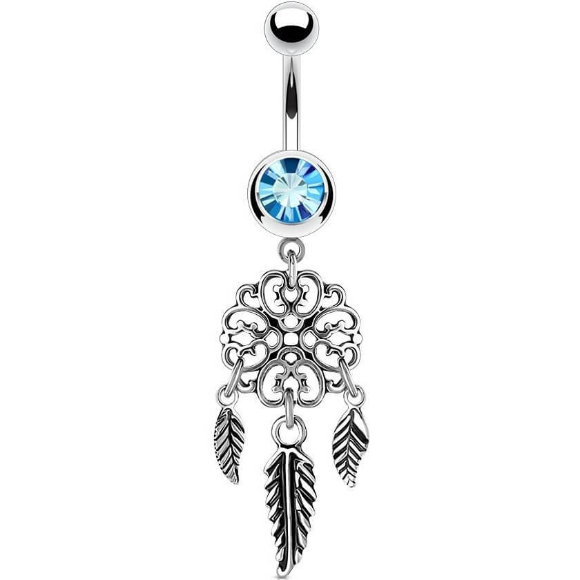 Belly Button Piercing Dream Catcher Zirconia Silver