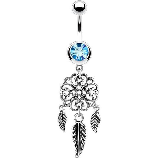 Belly Button Piercing Dream Catcher Zirconia Silver