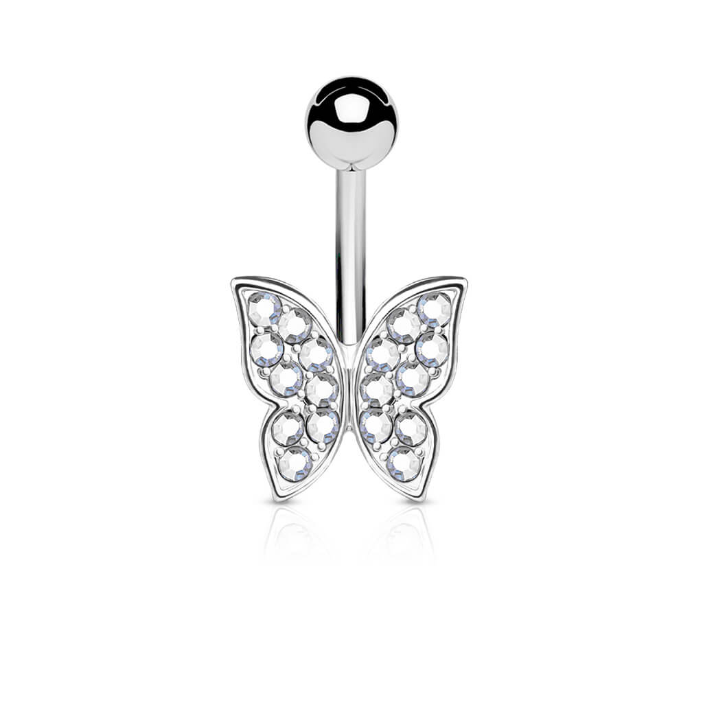 Piercing Nombril Papillon Zircone Argent