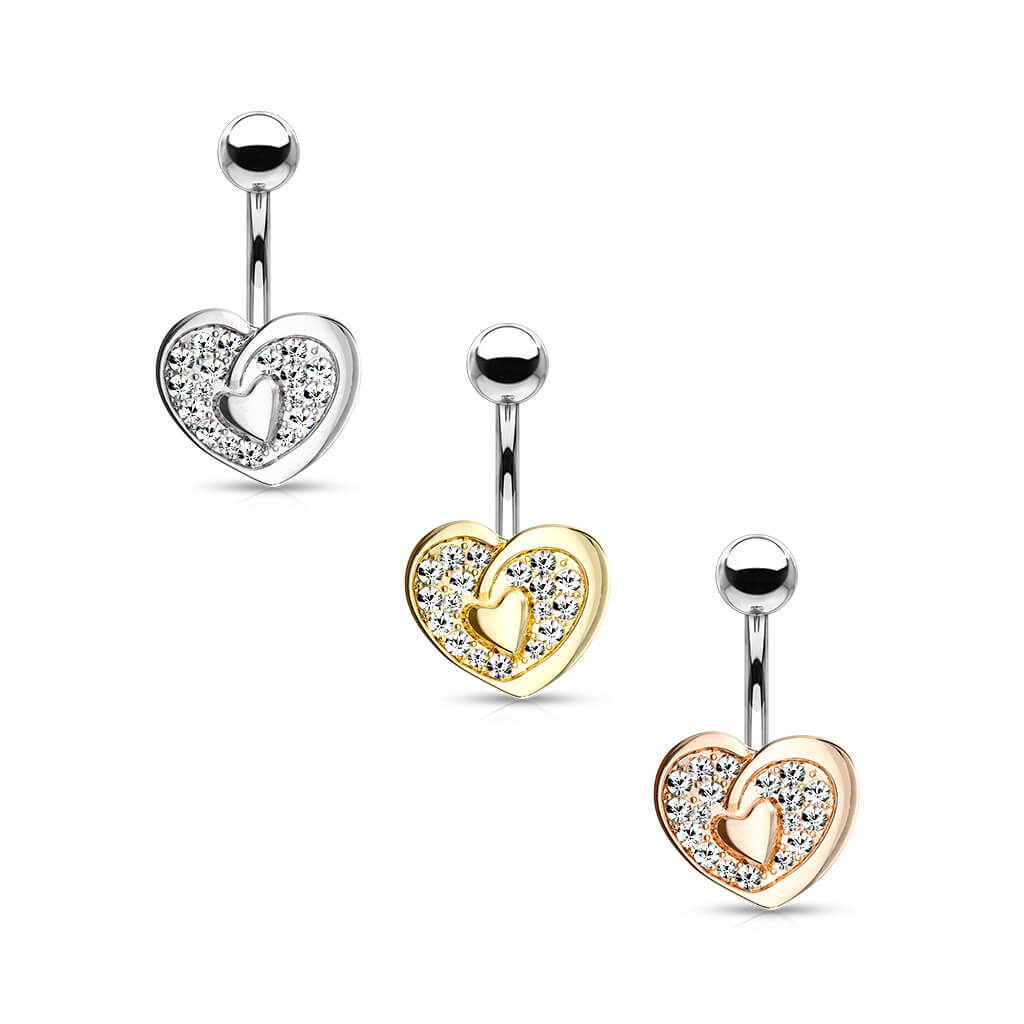 Belly Button Piercing Heart Zirconia