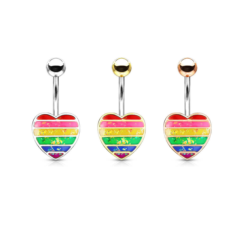 Bauchnabelpiercing Herz Regenbogen